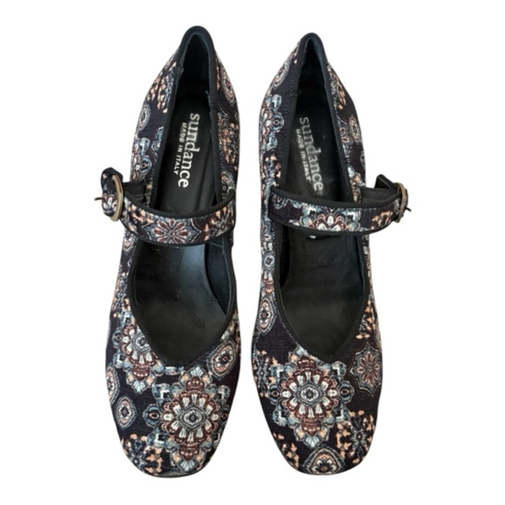 Sundance Catalog Beauty Beyond Floral Mary Jane Heels EU 38 Boho Italy